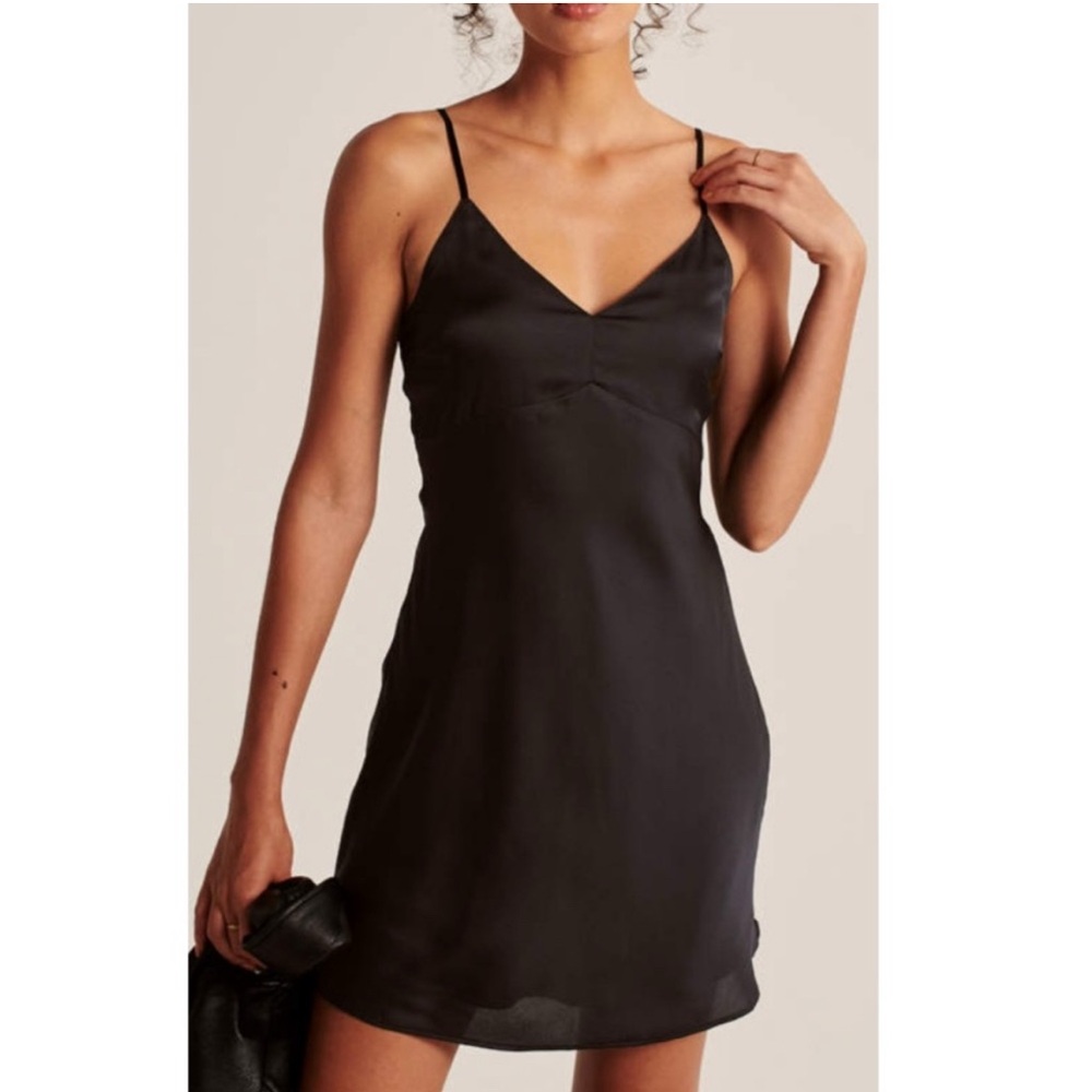 Abercrombie & Fitch Black Satin Slip Dress Medium